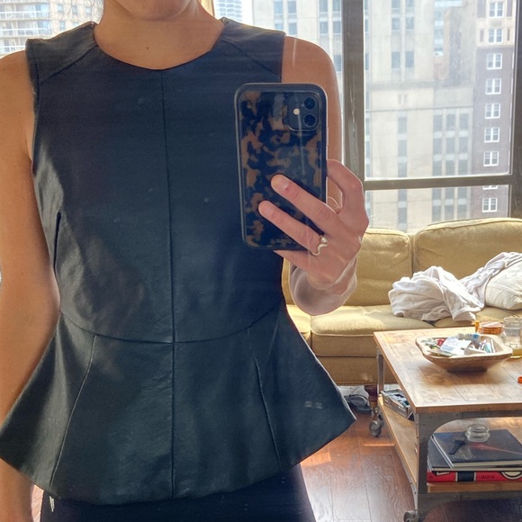 Quinn Women’s Leather Peplum Top - Picture 4 of 6